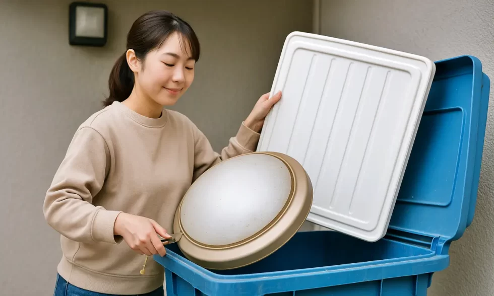 粗大ごみを捨てる女性