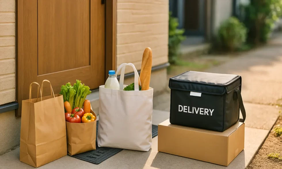 自宅前に食材を配達してもらったイメージ写真