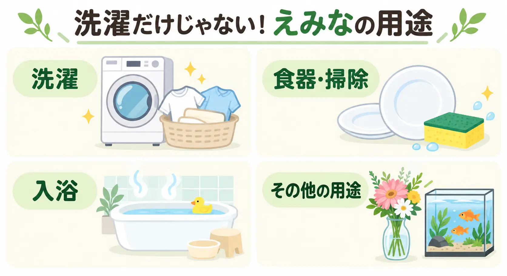 えみなの用途をまとめた画像
